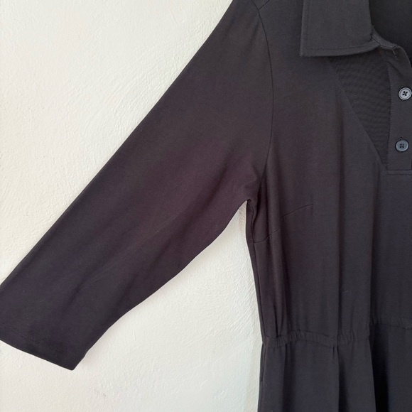🎁5/$25 eShakti Black 3/4 Sleeve Midi Shirt Dress - Picture 3 of 8